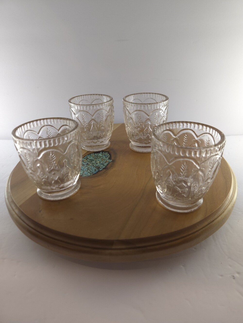 Jeannette Glass Floragold Louisa Pink Depression Glass,4 Mold Seams - Set of 4
